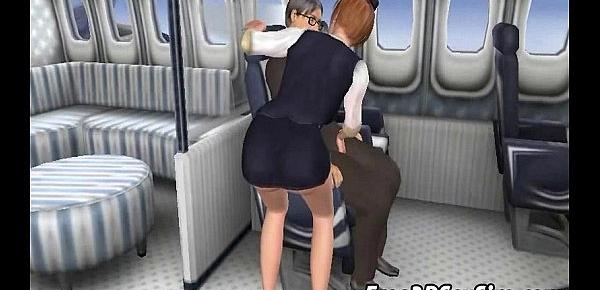  Foxy 3D cartoon stewardess getting fucked hard